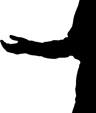 Silhouette of hand gesture on transparent background