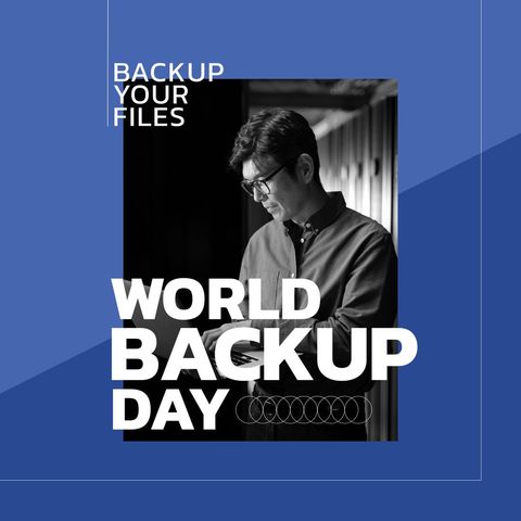 World Backup Day Awareness with Man Using Laptop - Download Free Stock Templates Pikwizard.com