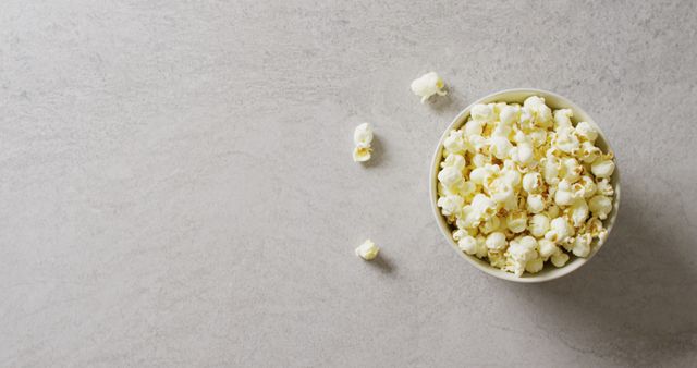 Bowl of Fresh Popcorn on Minimalistic Gray Background - Download Free Stock Images Pikwizard.com