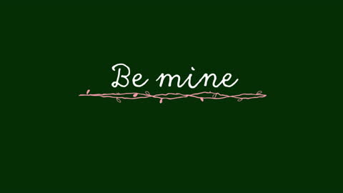 Neon Christmas Message on Green Background Featuring 'Be Mine'