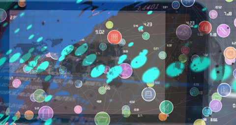Global Network Financial Gears and Tech Concept Overlay