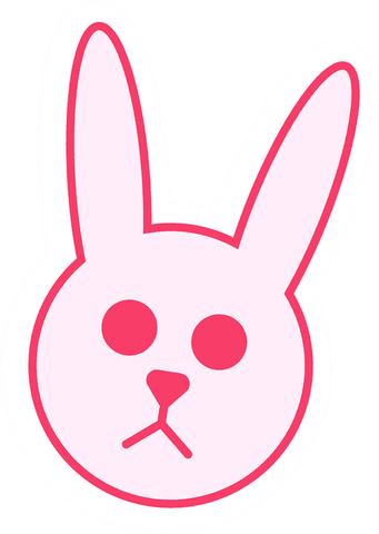 Cute pink bunny head illustration on transparent background