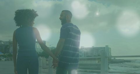 diverse couple holding hands with dreamy glow effect - Download Free Stock Images Pikwizard.com