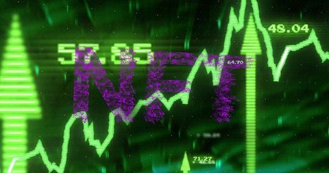 Nft acronym on cryptocurrency trading screen with data visualization
