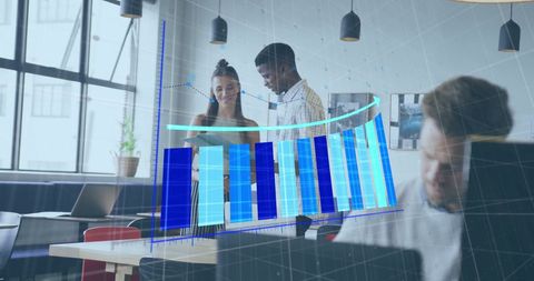 Diverse Colleagues Analyzing Digital Business Graph