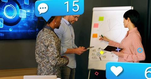 Team Collaboration on Data Visualization in Modern Office