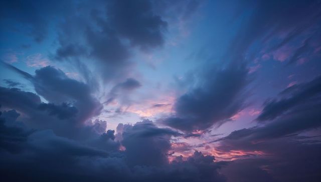 Twilight Sky with Cumulonimbus and Cirrus Clouds