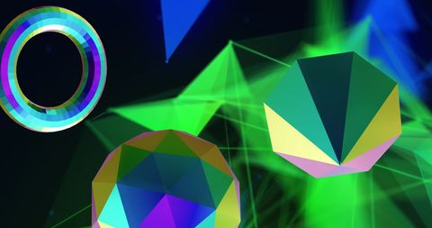 Vibrant Geometric Forms with Neon Abstract Background