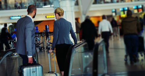 Business Professionals with Luggage at Airport - Download Free Stock Images Pikwizard.com