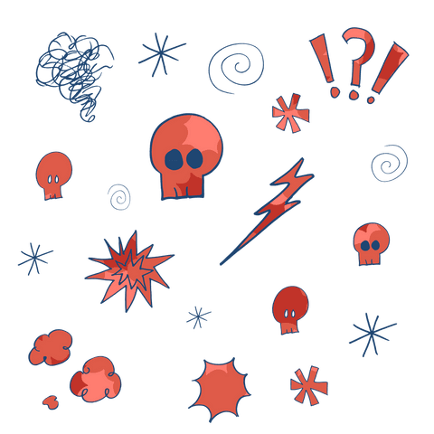 whimsical skulls and symbols on transparent background - Download Free Stock Videos Pikwizard.com