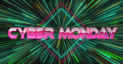 Cyber Monday Promo with Neon Light Trails - Download Free Stock Images Pikwizard.com