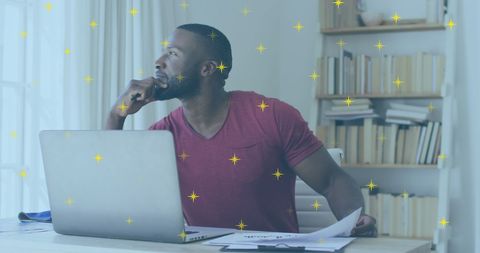 Thoughtful Professional at Work with Creative Spark