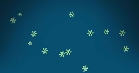 Green Snowflakes on Blue Background for Festive Celebration