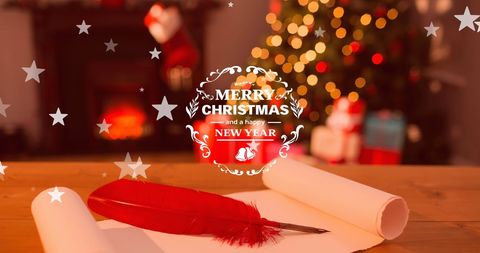 Christmas Festive Scene with Merry Christmas and New Year Text