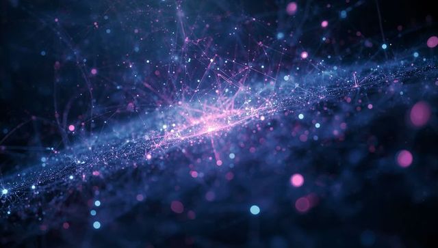 Neon neural network filaments connecting luminescent nodes across cosmic dark field