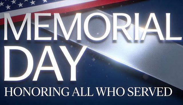 Memorial day honoring all who served patriotic ribbon flag cinematic typography banner
