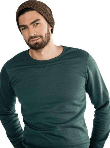 transparent portrait of man wearing brown knit hat and green sweater - Download Free Stock Videos Pikwizard.com