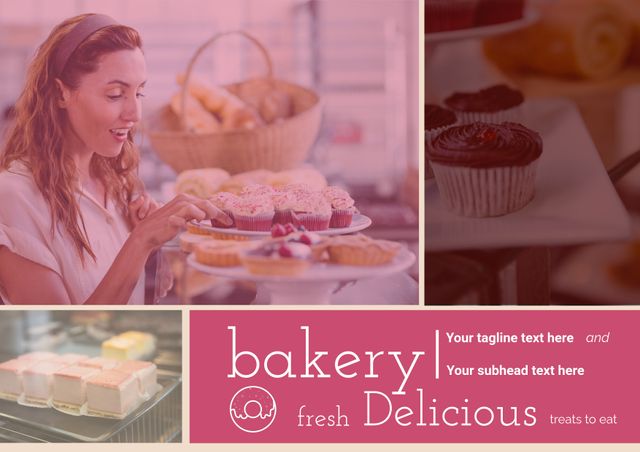 Delighted Woman Choosing Fresh Pastries in Bakery Display - Download Free Stock Templates Pikwizard.com