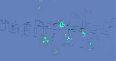 Holographic Sustainable Energy Concepts in Office with Digital Workspace - Download Free Stock Images Pikwizard.com