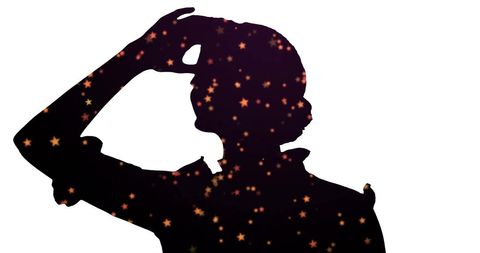 Silhouette of woman gaze into future with abstract star overlay