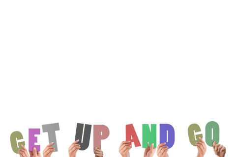 hands holding colorful lettering: get up and go transparent background - Download Free Stock Videos Pikwizard.com
