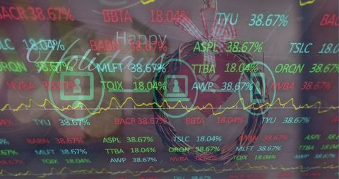 Global Stock Market Data Overlay on Holiday Wreath Concept