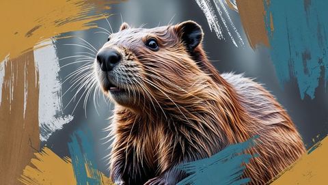 Majestic beaver portrait on artistic background