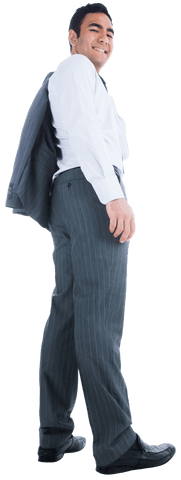 Happy Asian Businessman Smiling in Formal Suit on Transparent Background