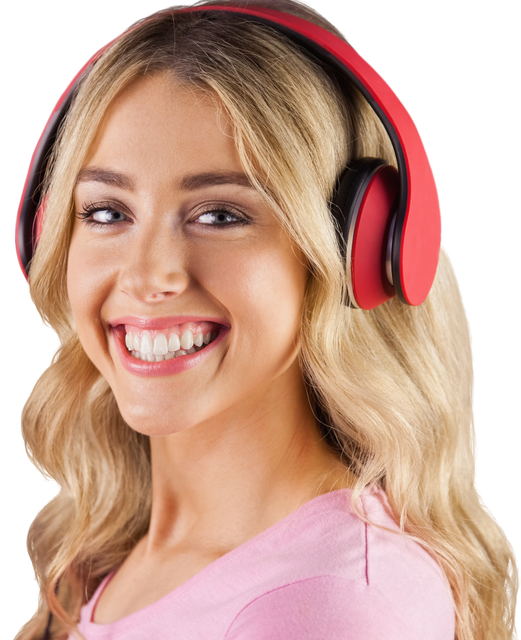 Happy Young Woman with Headphones on Isolated Transparent Background - Download Free Stock Videos Pikwizard.com