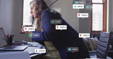 Woman Managing Social Media Portfolio in Modern Home Office