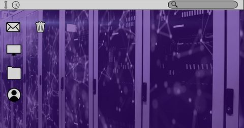 Abstract Cybersecurity Interface in Purple-Toned Server Room