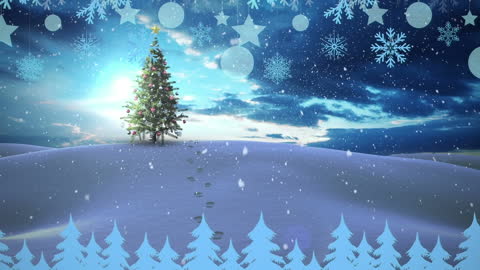 Magical Winter Wonderland Christmas Animation with Falling Snow