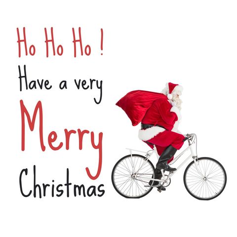 santa claus riding bicycle joyful christmas celebration - Download Free Stock Templates Pikwizard.com