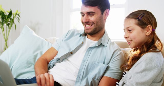 Happy Father and Daughter Enjoying Time Together at Home - Download Free Stock Images Pikwizard.com