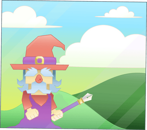 Whimsical Cartoon Wizard on Transparent Background