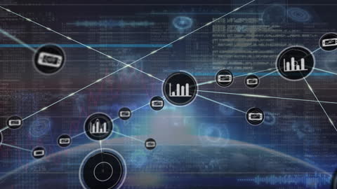 Global Data Network on Futuristic Digital Globe