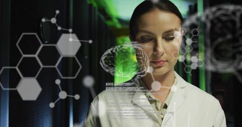 Female Scientist Analyzing Digital Brain Data in Server Room - Download Free Stock Images Pikwizard.com