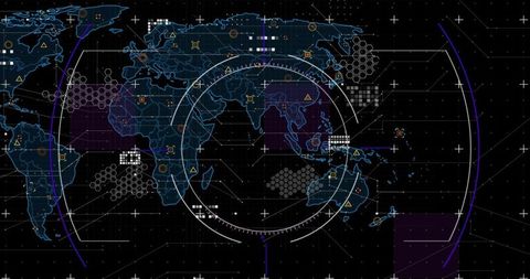 Global Digitized World Map with Data Interface Elements - Download Free Stock Images Pikwizard.com