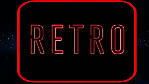 Retro Neon Signboard on Dark Background with Glittering Particles