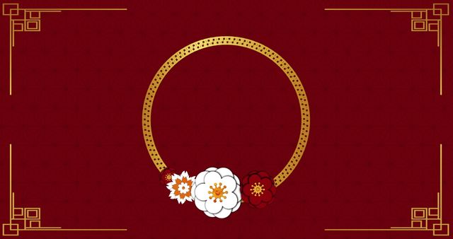 Chinese New Year Floral Frame on Red Background - Download Free Stock Images Pikwizard.com