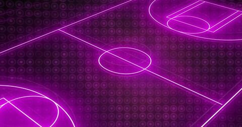 Futuristic Neon Basketball Court with Digital Grid Overlay