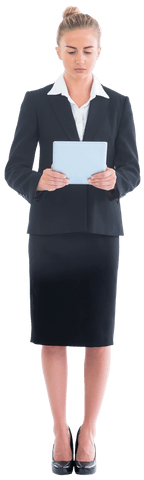 blonde businesswoman using tablet on transparent background - Download Free Stock Videos Pikwizard.com