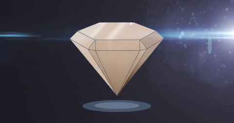 Floating Faceted Gem in Virtual Space with Light Streaks