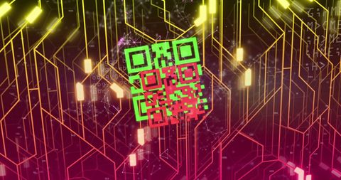 Cyber Technology Concept with Neon QR Code - Download Free Stock Images Pikwizard.com