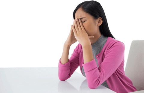Transparent Image of Asian Woman Stress Relief at Work