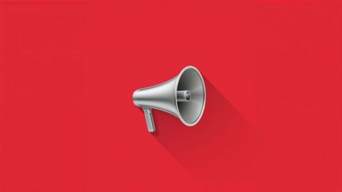Minimalist Megaphone on Bold Red Background Symbolizing Amplification