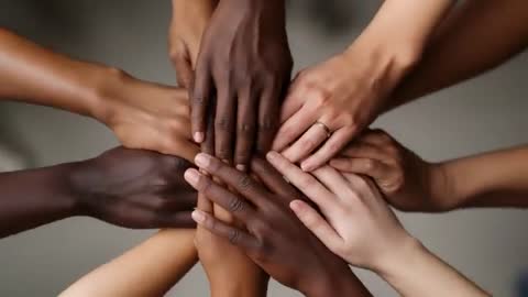 Stacking Hands in Unity: Diverse Team Building and Solidarity Clip Showing Togetherness