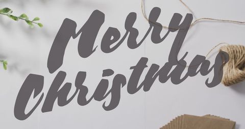 Merry Christmas Greeting Over Decorations