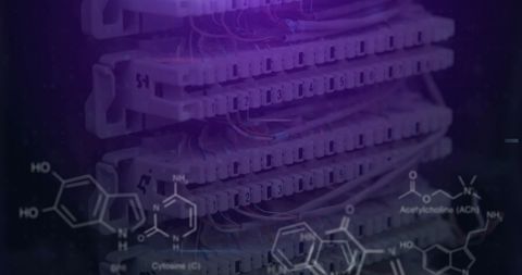 Abstract Data Processing Overlay on Server with Chemical Structures - Download Free Stock Images Pikwizard.com