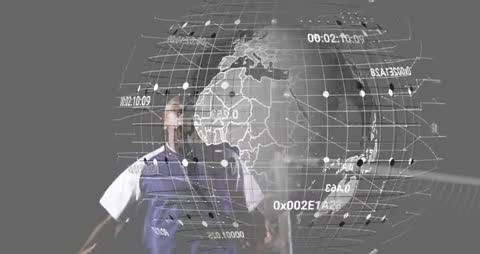 Goalkeeper with Futuristic Match Analytics Globe Overlay